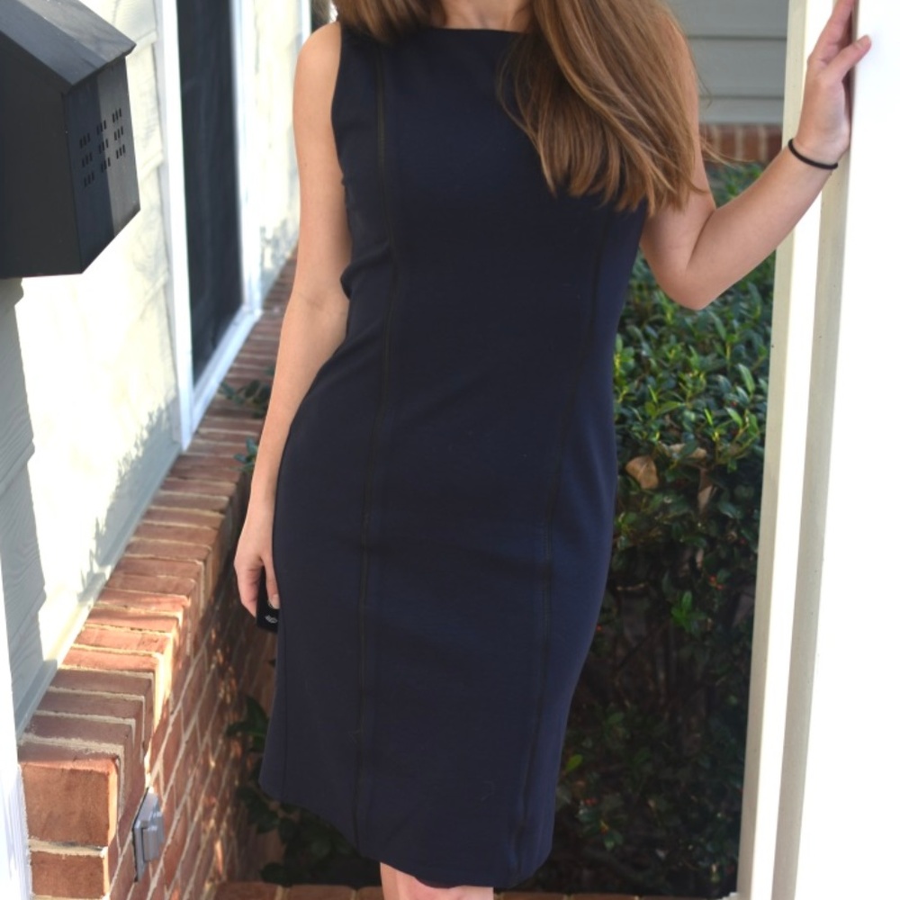 Alice + Olivia Employed Dress with Leather Trim